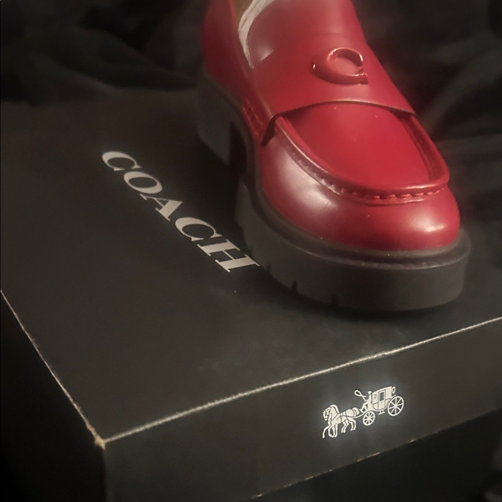 Coach Cherry Red Leather Loafers